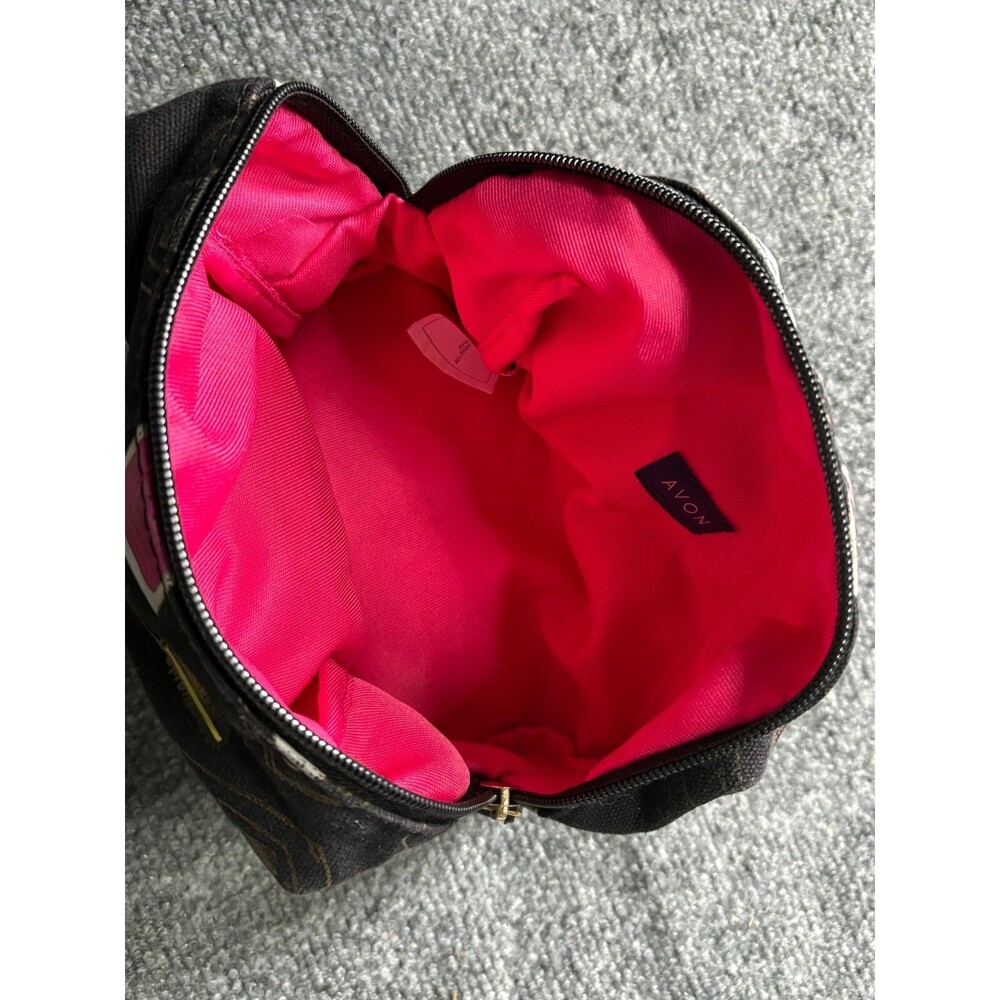 Vintage Avon Cosmetic Bags Vacation Makeup Bag Black Nail Polish Makeup Pattern - Picture 5 of 6